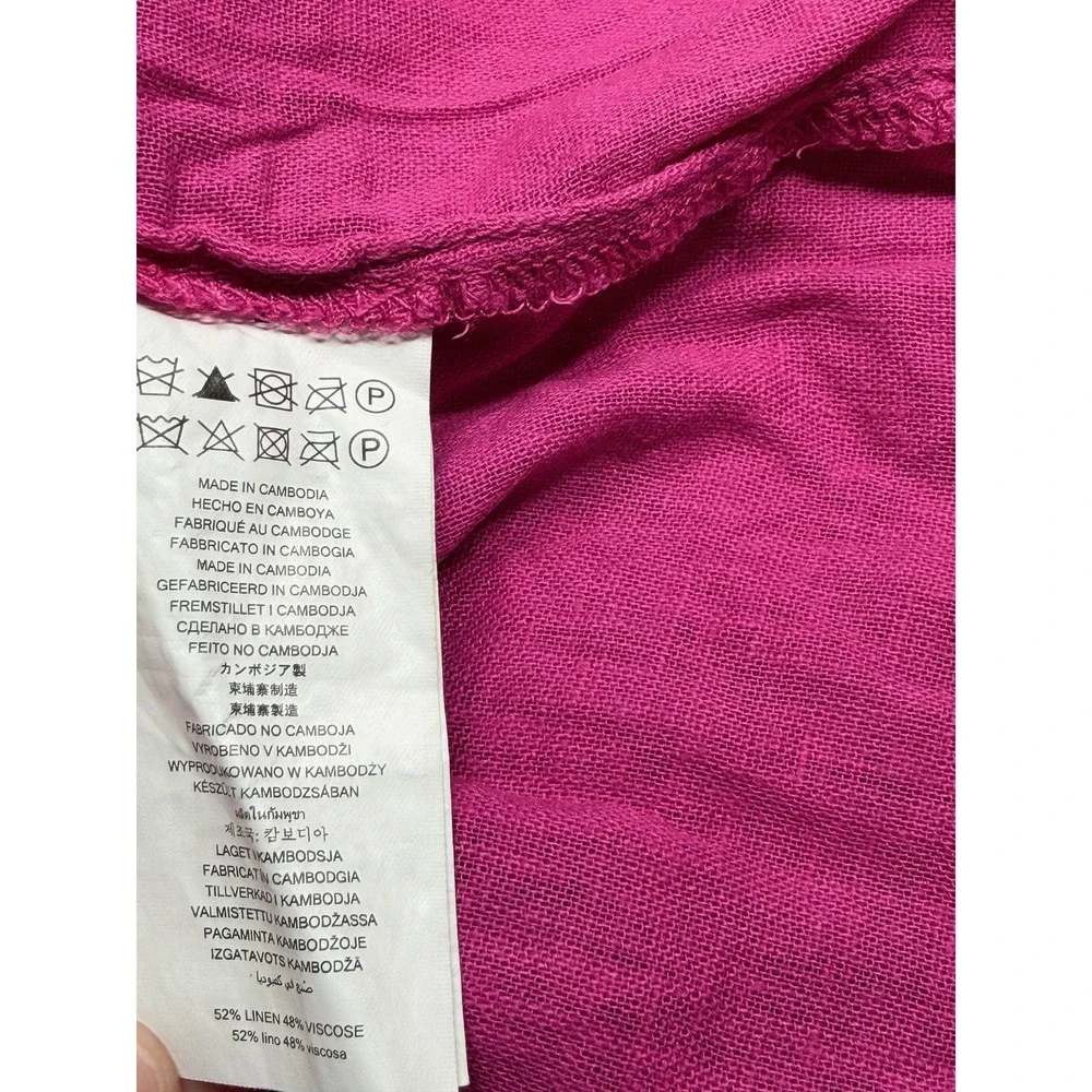 Michael Kors Top Women 3X Pink Button Up Summer Linen Blend Casual V-Neck Travel